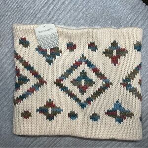 World Market Aztec Southwest Pattern Knitted Sherpa Lined Cowl Scarf Neck Warmer